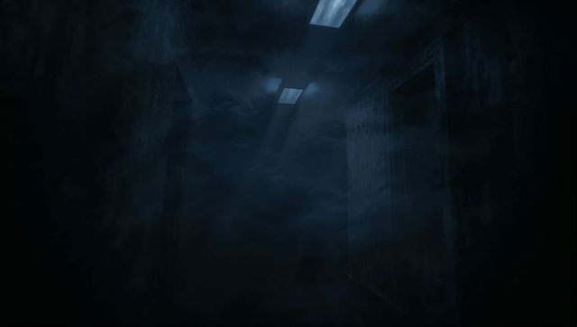 Moody Light Creates Mystery in Dark Basement Corridor