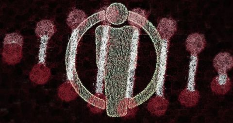 Abstract Circular Avatar Design with Textured Red Background