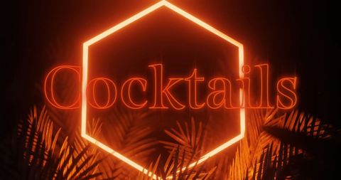 Neon Cocktails Sign with Tropical Vibes