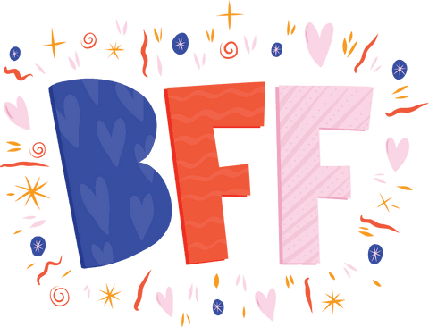 colorful bff text with playful shapes on transparent background - Download Free Stock Videos Pikwizard.com