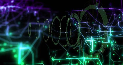 Futuristic digital network with scanning data visualization