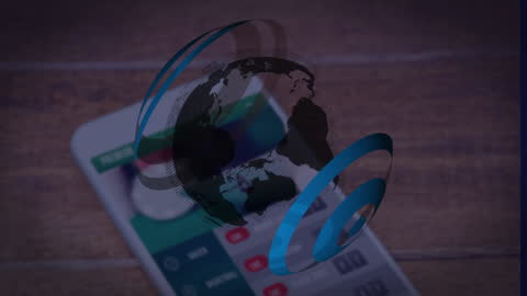 Digital Globe Interface Over Smartphone Animation