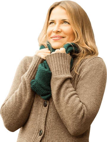 smiling woman in cozy wool sweater transparent background - Download Free Stock Videos Pikwizard.com