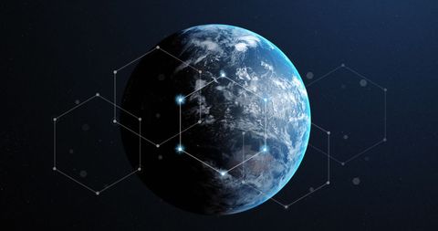 Earth with Digital Network Connections in Space - Download Free Stock Images Pikwizard.com