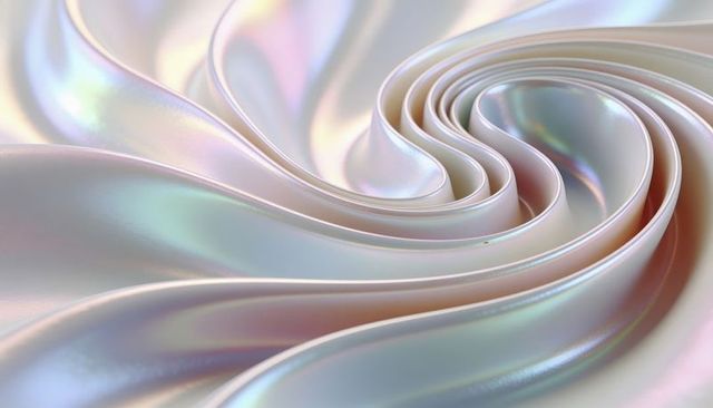 Swirling pearlescent satin spiral with iridescent pastel sheen for luxury backgrounds