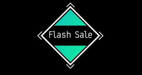 dynamic flash sale banner features eye-catching green geometric design on a striking black background, ideal for retail promotions, advertising campaigns, or e-commerce websites to grab attention and drive sales.
