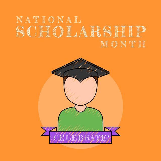 Celebration of National Scholarship Month with Graduate Boy Illustration - Download Free Stock Videos Pikwizard.com