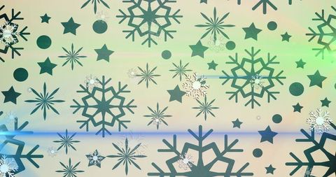 Festive Snowflakes with Glowing Colors on Cream Background