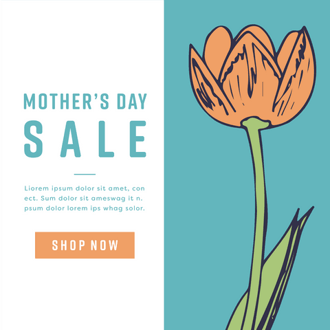 Transparent mother's day sale banner with tulip illustration