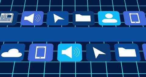Digital Interface Icons on Modern Grid Background - Download Free Stock Images Pikwizard.com