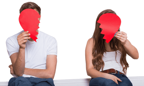 caucasian couple holding broken hearts transparent background - Download Free Stock Videos Pikwizard.com
