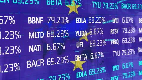 European Stock Market Data with EU Flag Overlay