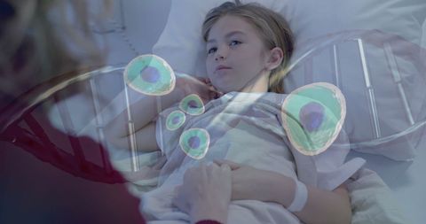 Young Patient Undergoes Medical Treatment with Futuristic Data Interface