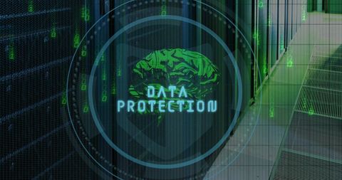 Digital Brain and Server Room Symbolizing Data Protection - Download Free Stock Images Pikwizard.com