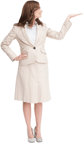 Transparent Businesswoman Raising Hand for Presentation