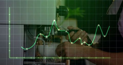 Barista Brewing Espresso with Performance Chart Overlaid