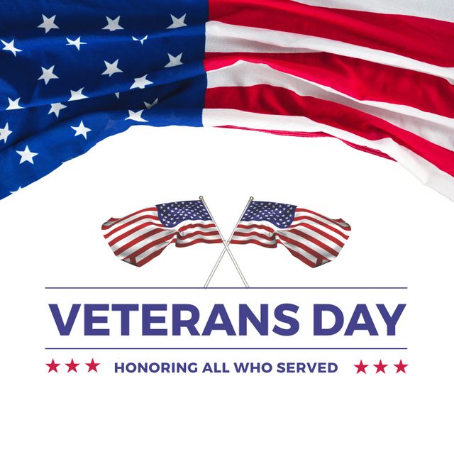 This image showcases an impactful Veterans Day message with the American flag in the background. Perfect for use in flyers, social media posts, and digital banners to honor and celebrate veterans. Ideal for educational purposes, military commemorations, and national holiday promotions.