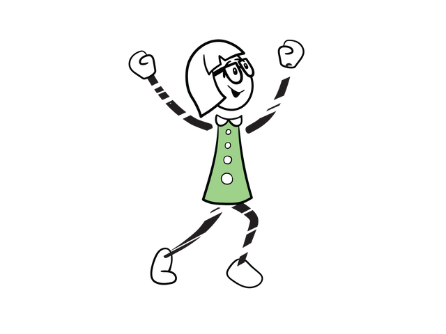 Joyful Cartoon Female with Raised Arms on Transparent Background - Download Free Stock Videos Pikwizard.com