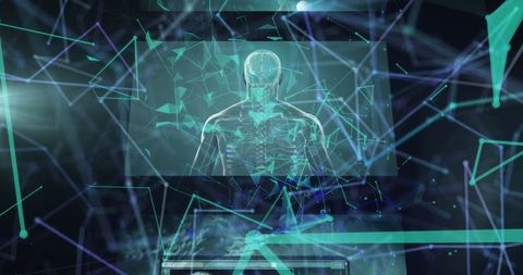 holographic skeleton scan with virtual lab interface - Download Free Stock Images Pikwizard.com