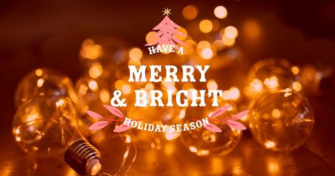 Festive Holiday Greeting Over Glowing String Lights - Download Free Stock Images Pikwizard.com
