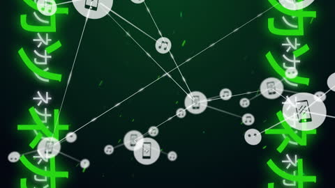Digital Network Visualization with Icons and Japanese Characters
