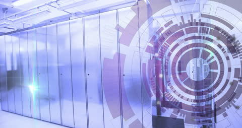 Futuristic Data Center with Digital Graphics for Tech Design