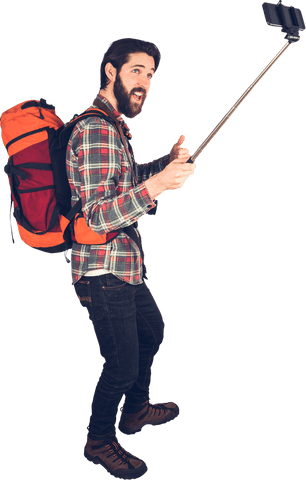 transparent backpacker taking selfie with active expression - Download Free Stock Videos Pikwizard.com