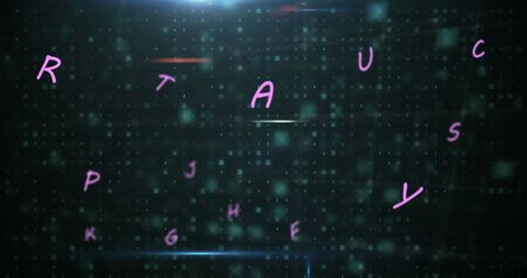 Floating Letters Against Digital Futuristic Background - Download Free Stock Images Pikwizard.com