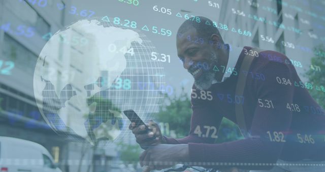 Businessman Analyzing Global Stock Market Data on Smartphone - Download Free Stock Images Pikwizard.com