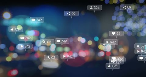 Social Media Notifications Overlay City Traffic - Download Free Stock Images Pikwizard.com