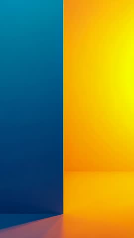 Vertical video transitioning from deep blue to vibrant orange-yellow split-panel abstract scene