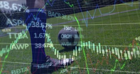 Football and Financial Data Overlays Athletic Analytics Concept