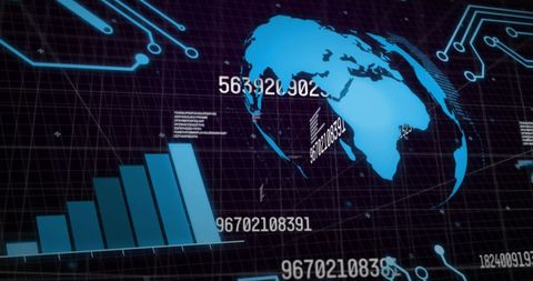 Global Financial Data Processing over Technological World Map - Download Free Stock Images Pikwizard.com