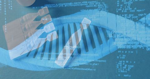 Digital interface with dna strand analyzing genetic data