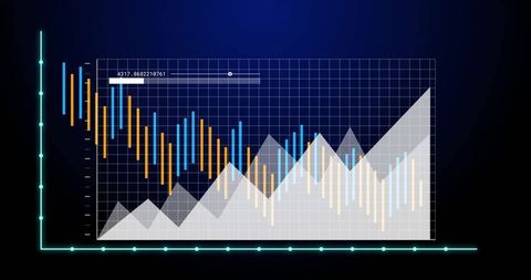 Dynamic Data Visualization Chart with Neon Grid and Peaks
