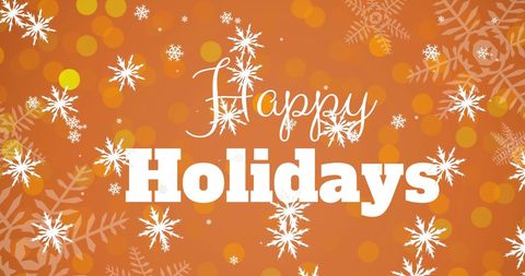 Holiday greetings card with snowflakes and bright background