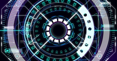 Futuristic Neon Scope Overlay with Digital HUD Interface - Download Free Stock Images Pikwizard.com