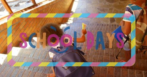 Children Carrying Backpacks Walking to School