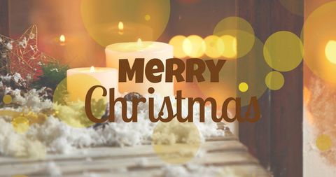 Festive Background with Merry Christmas Text and Candles - Download Free Stock Images Pikwizard.com