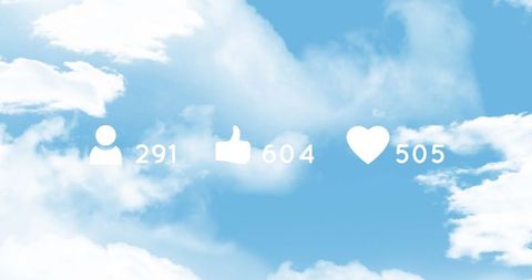 Social Media Engagement Symbols with Cloudy Sky Background - Download Free Stock Images Pikwizard.com