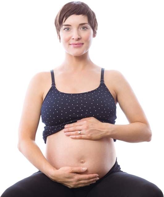 Transparent Background of Happy Caucasian Pregnant Woman Holding Belly - Download Free Stock Videos Pikwizard.com