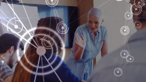 Diverse Business Team Engaged in Digital Networking Presentation