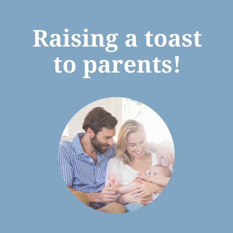 Happy family with newborn celebrating parenthood