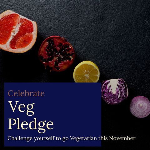 veg pledge awareness with colorful fruits and vegetables - Download Free Stock Templates Pikwizard.com