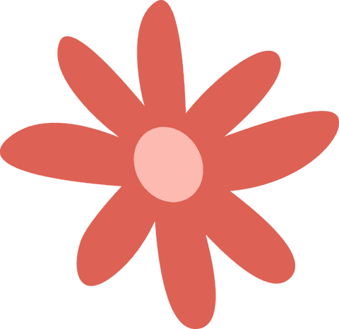 Minimalist Coral Flower Icon on Transparent Background