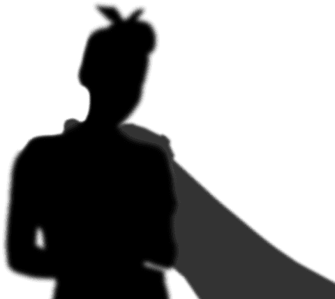 Superhero woman silhouette in transparent cape