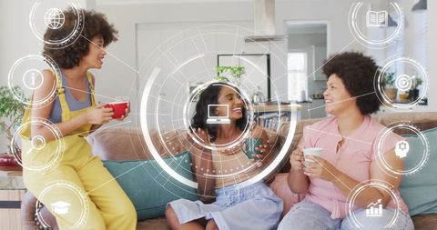 Close Friendship Chat with Futuristic Digital Overlay