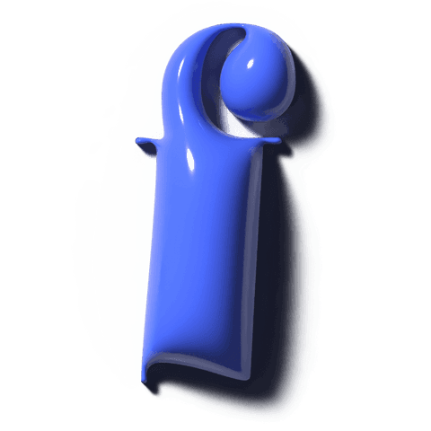 Transparent cobalt-blue 3d figurine render with glossy finish, spherical knob, wing tabs