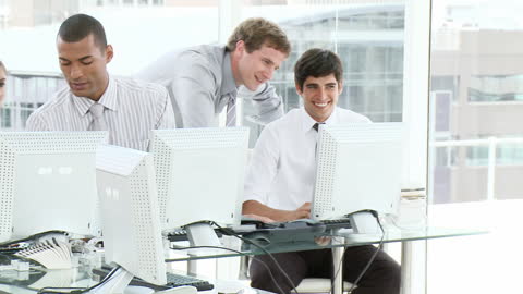 Young Professional Team Collaborating in Modern Office