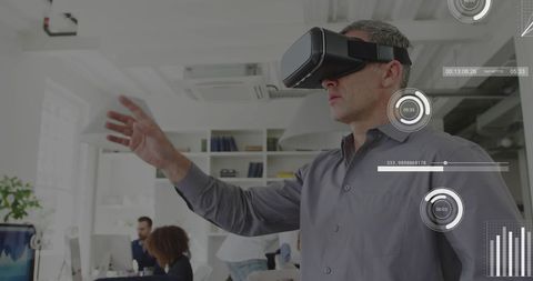 Business Professional Utilizing VR for Data Visualization - Download Free Stock Images Pikwizard.com